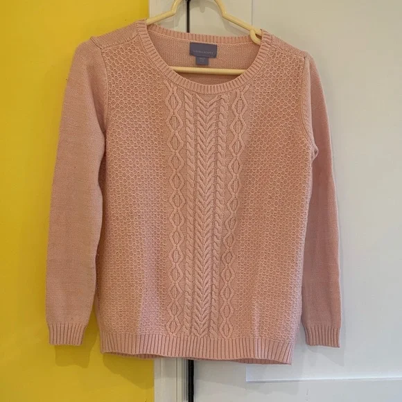 Laura Scott Pink Cable Knit Sweater - Picture 1 of 5